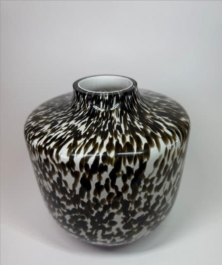 Nguni pattern glass vase, black and white