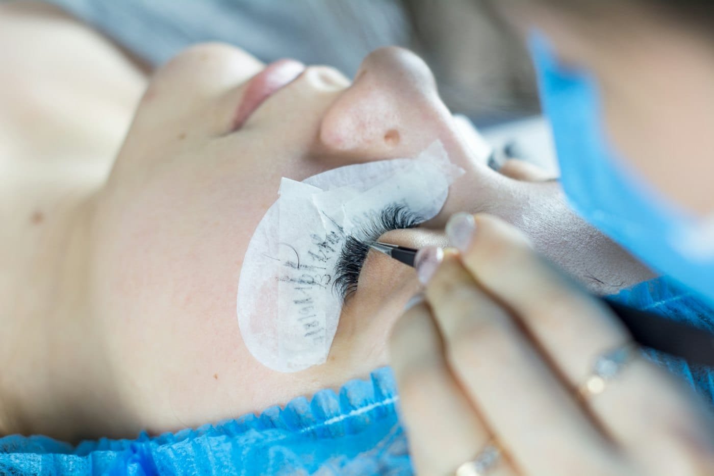Brows being mapped before permanent make-up