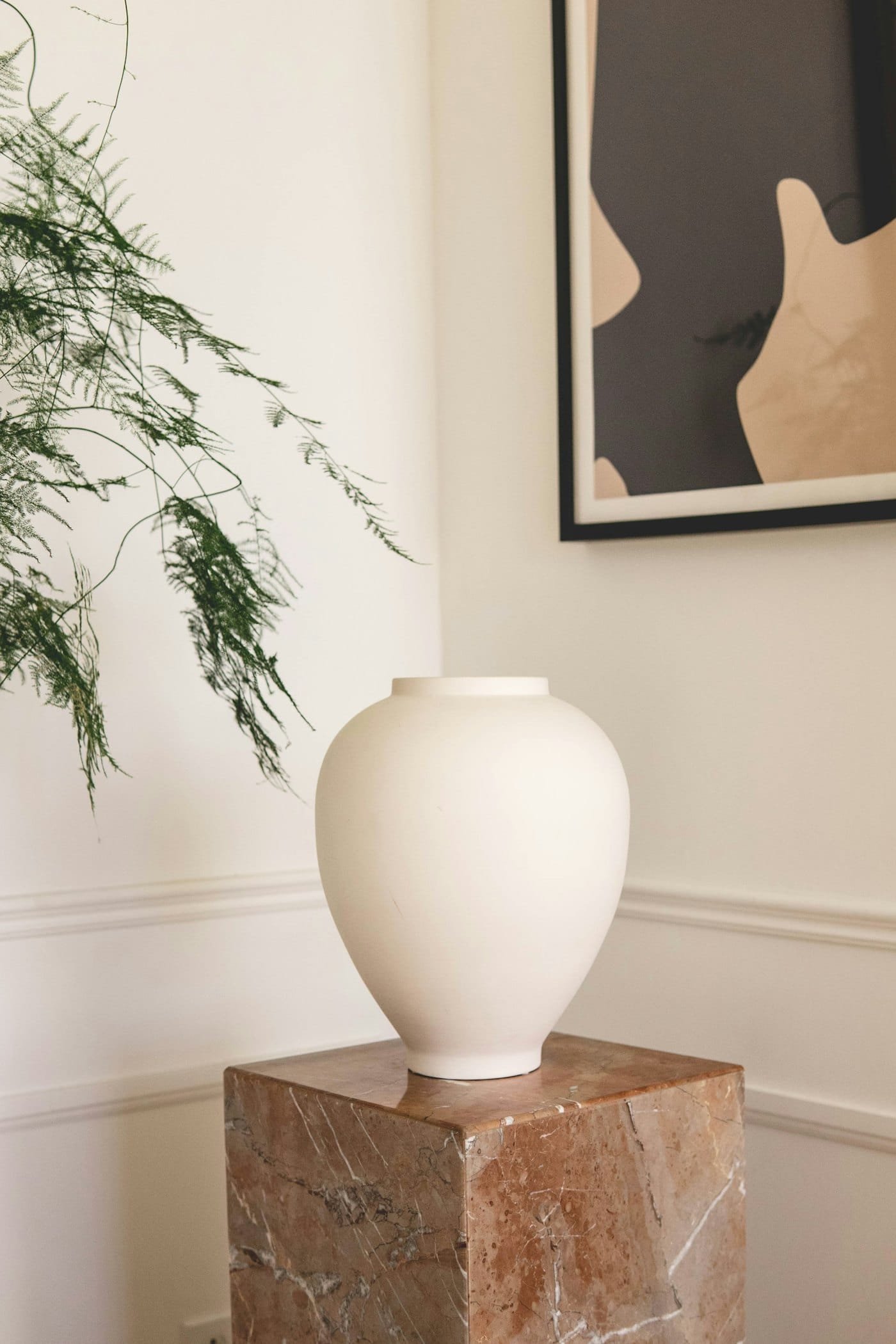 A white ceramic vase from the Box'D shelves